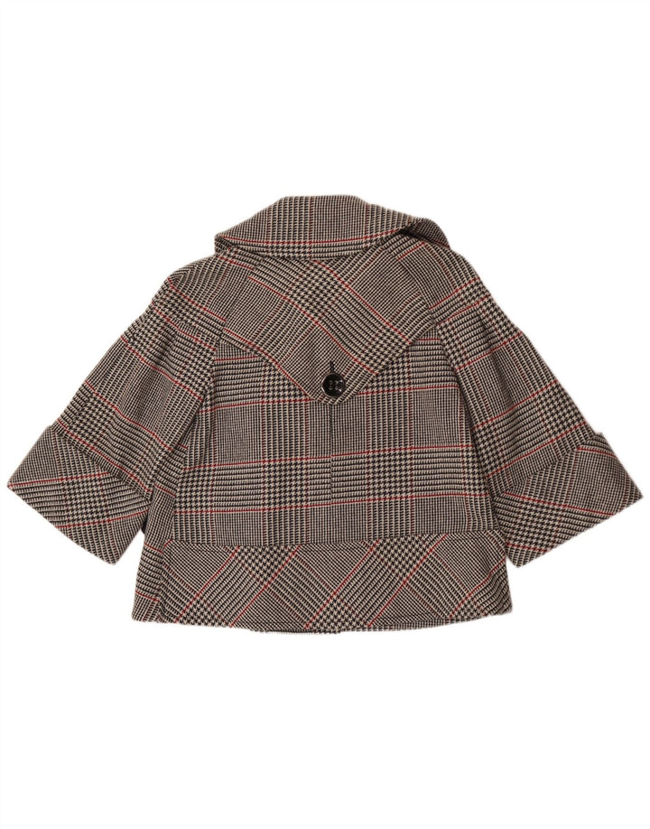 Jaqueta blazer feminina Zara curta com peito duplo Reino Unido 14 xadrez cinza médio