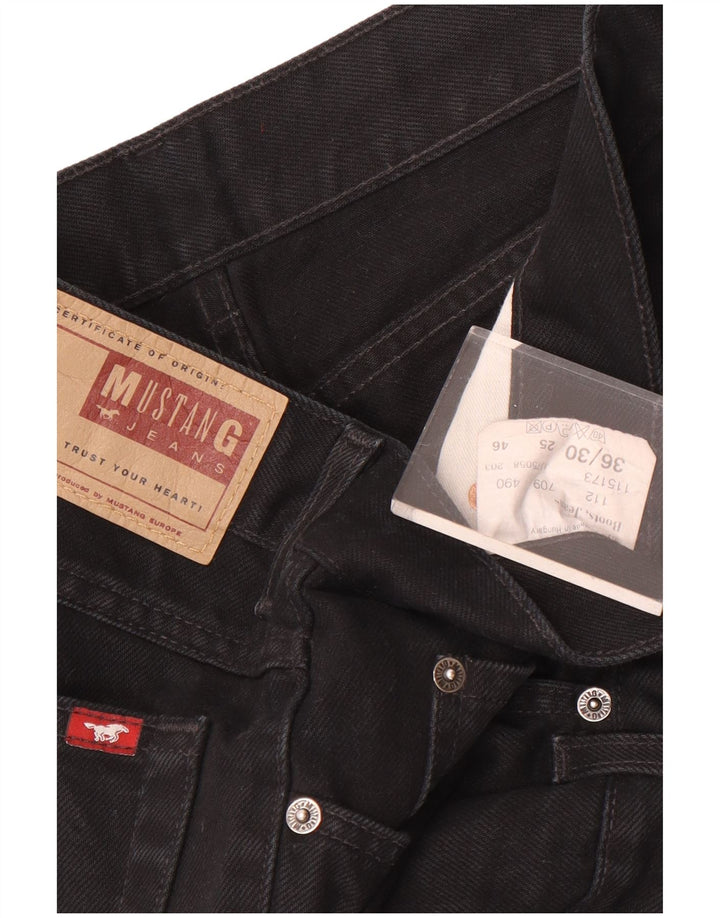 Mustang Mens Straight Jeans W36 L30 Algodão Preto