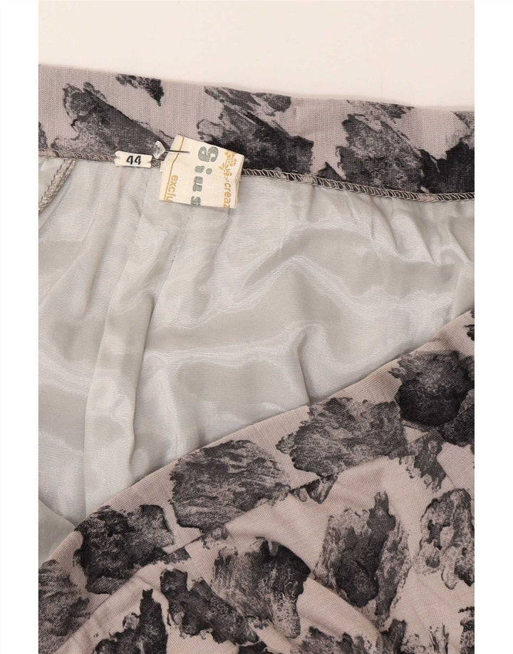 Saia feminina vintage com padrão abstrato linha A IT 44 médio W28 cinza