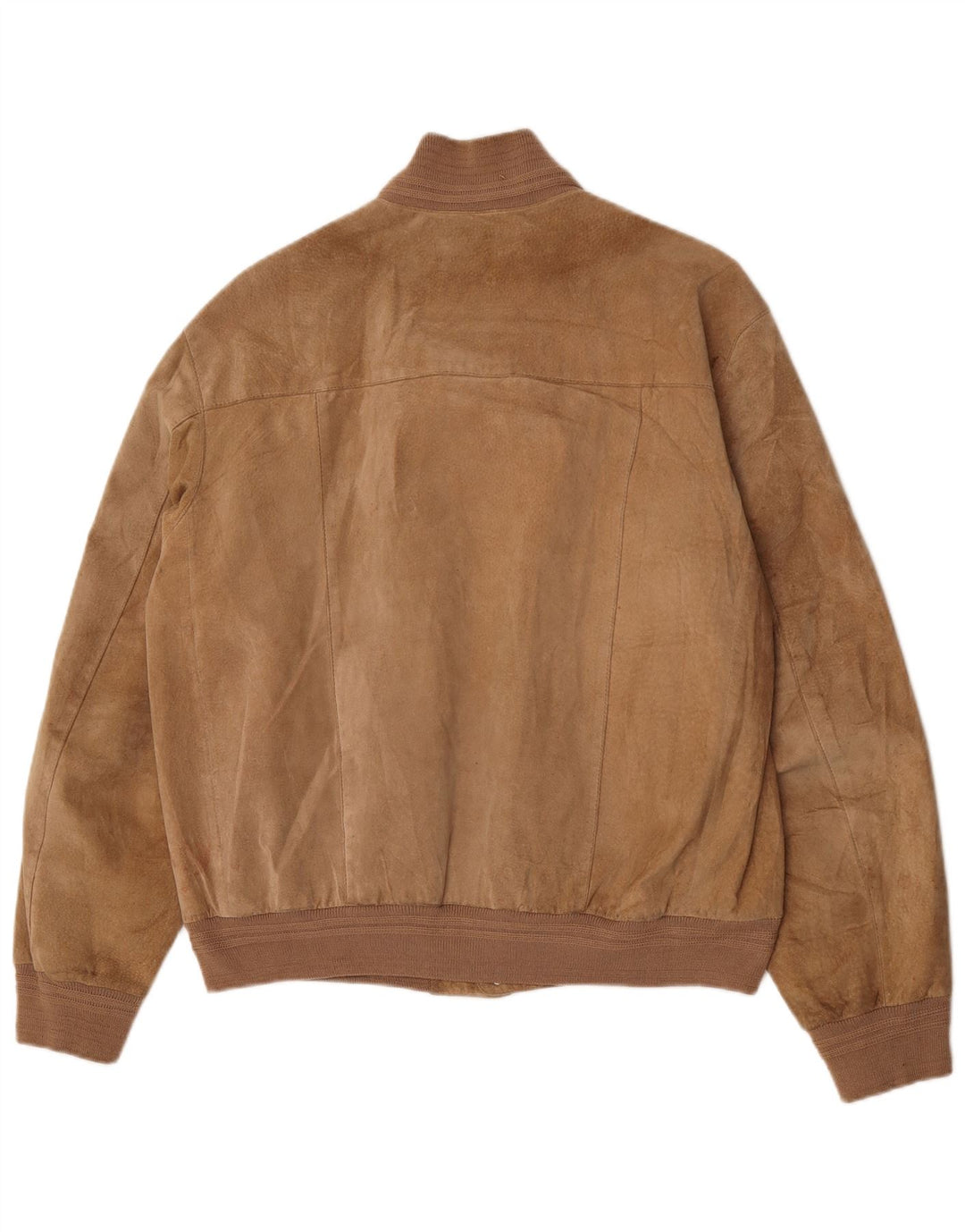 Jaqueta bomber de camurça masculina vintage EU 48 couro bege médio