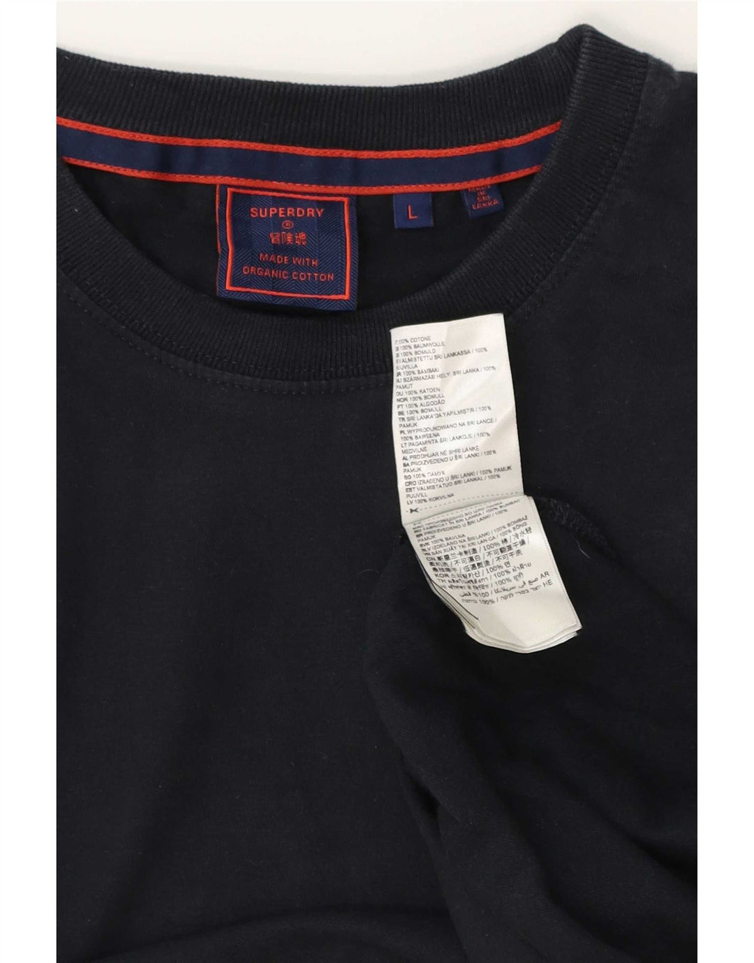Camiseta masculina Superdry Top grande algodão azul marinho