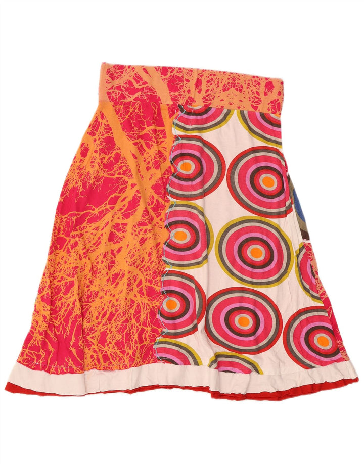 Desigual saia feminina gráfica linha A pequena W28 algodão floral rosa