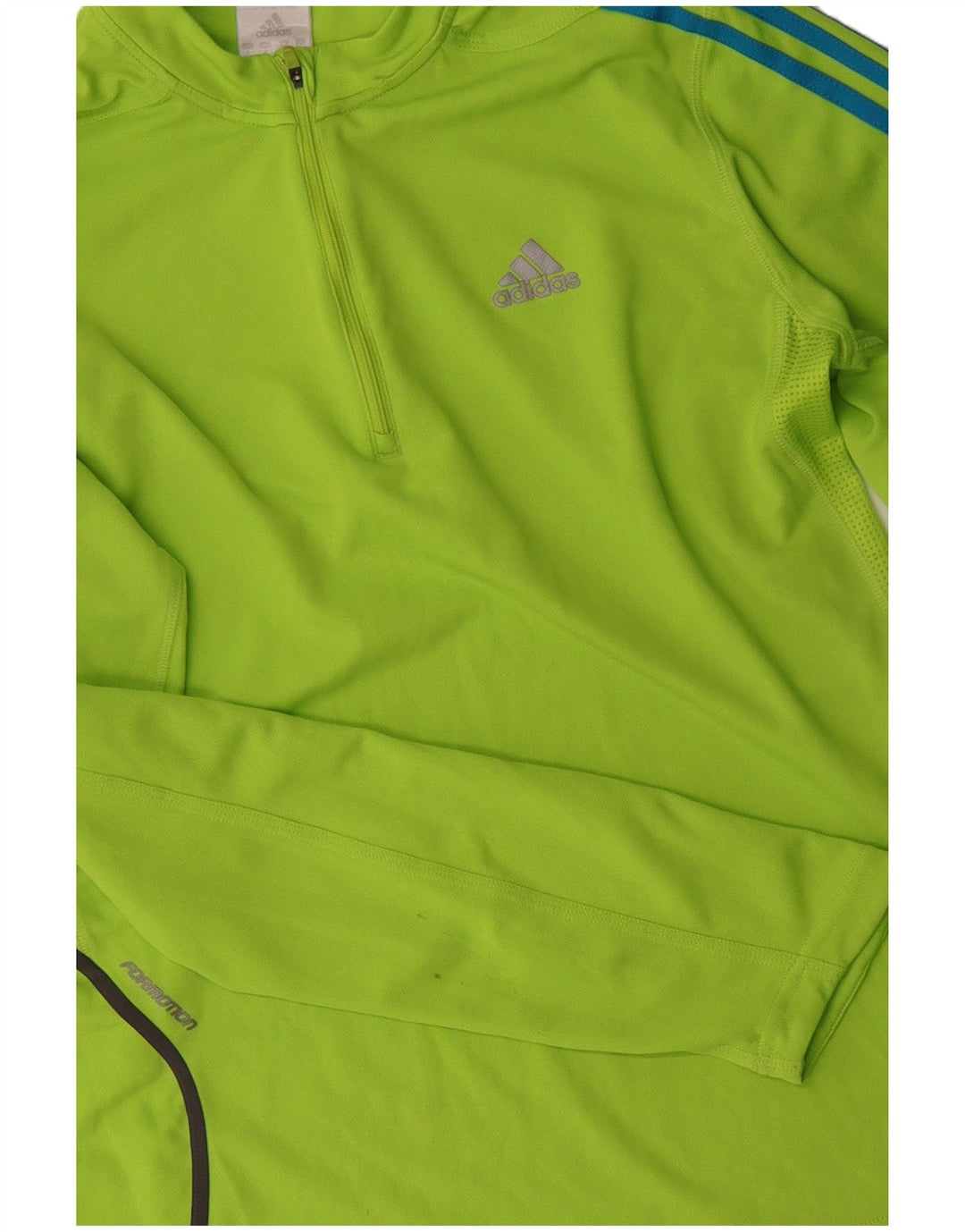 ADIDAS Mens Zip Neck Pullover Treino Top Médio Poliéster Verde