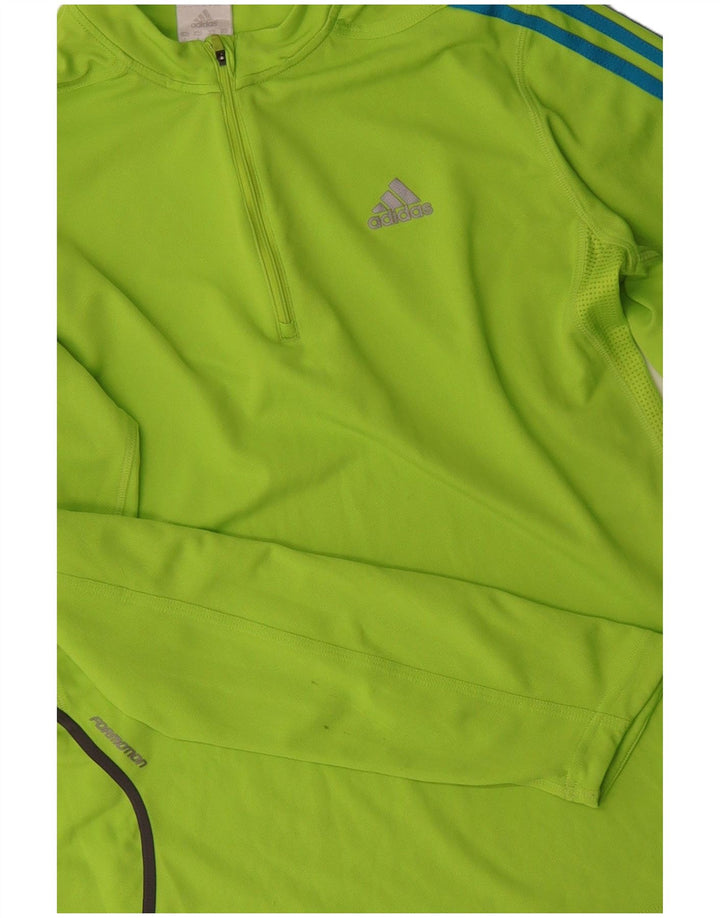 ADIDAS Mens Zip Neck Pullover Treino Top Médio Poliéster Verde