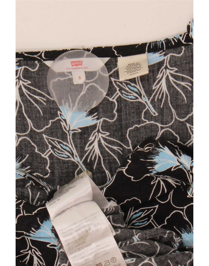 Macacão feminino sem mangas Levi's UK 10 pequeno preto floral viscose