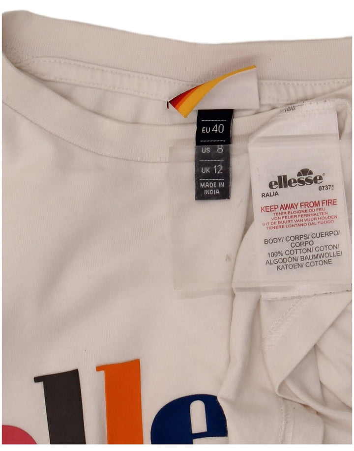 Camiseta feminina ELLESSE com estampa gráfica UK 12 algodão branco médio