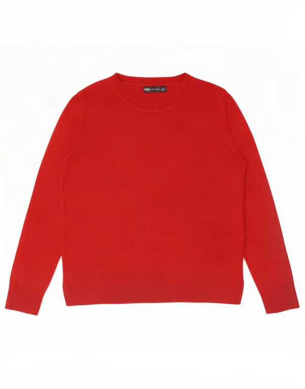 Suéter feminino Marks & Spencer com gola redonda Reino Unido 12 acrílico vermelho médio