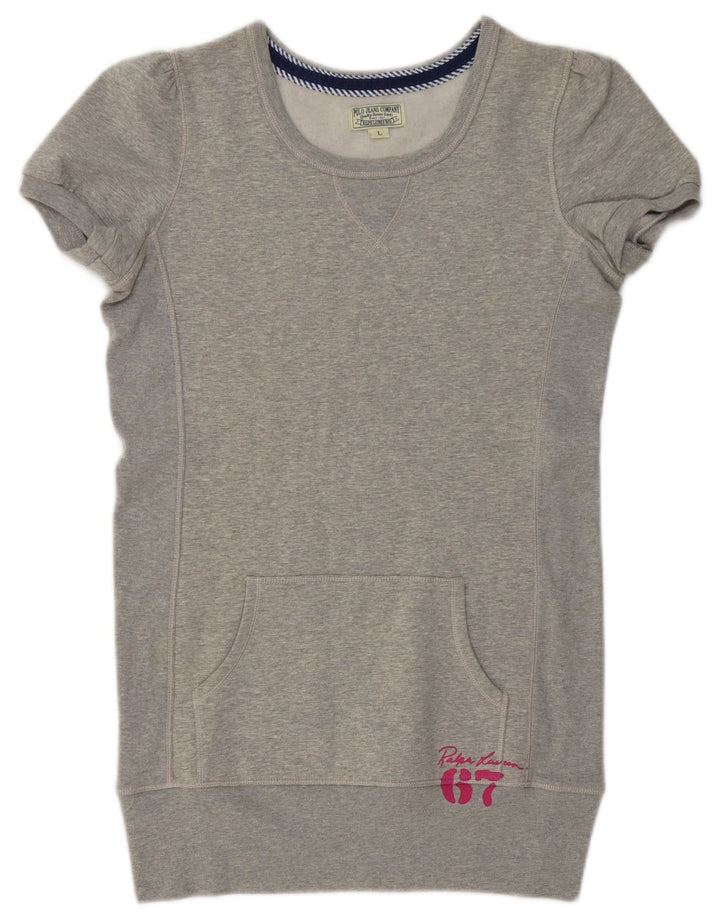 POLO RALPH LAUREN moletom feminino longline jumper UK 16 grande cinza