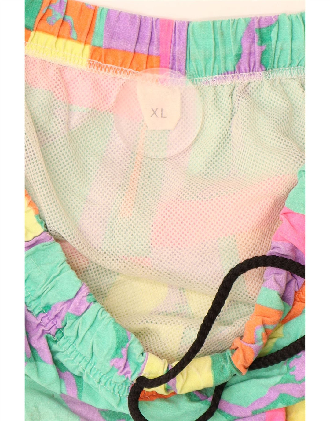 Shorts de natação feminino VINTAGE gráfico UK 18 XL multicolorido geométrico