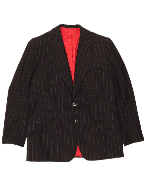 Terno masculino vintage com 2 botões UK 38 médio W30 L30 risca de giz preta