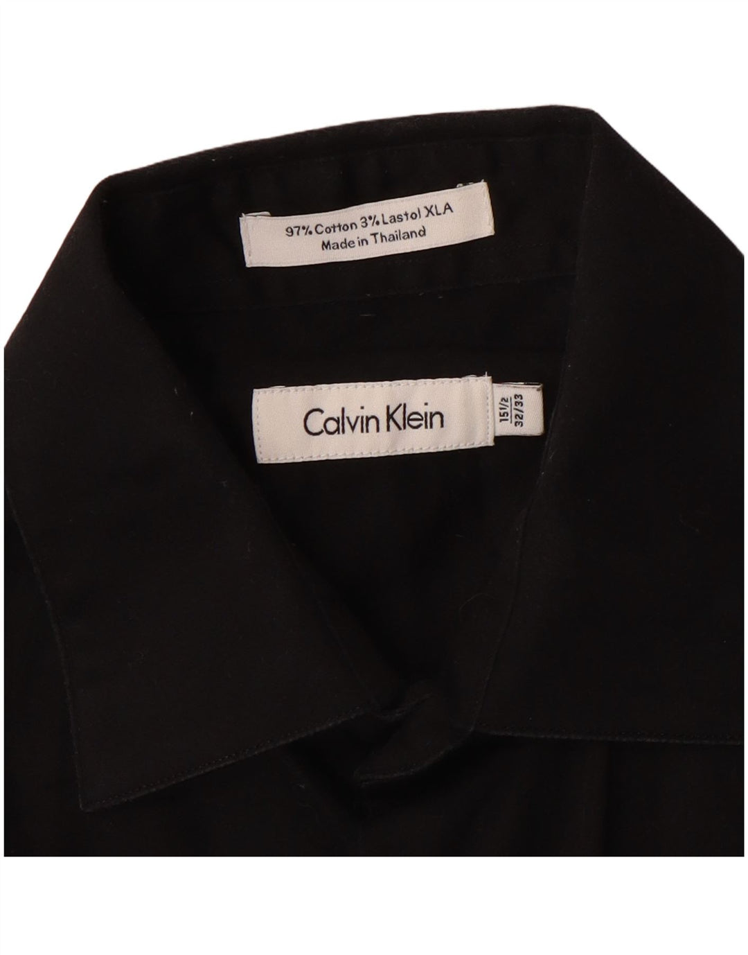 Camisa masculina Calvin Klein tamanho 15 1/2 algodão preto médio