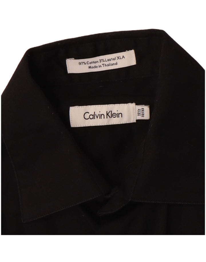 Camisa masculina Calvin Klein tamanho 15 1/2 algodão preto médio