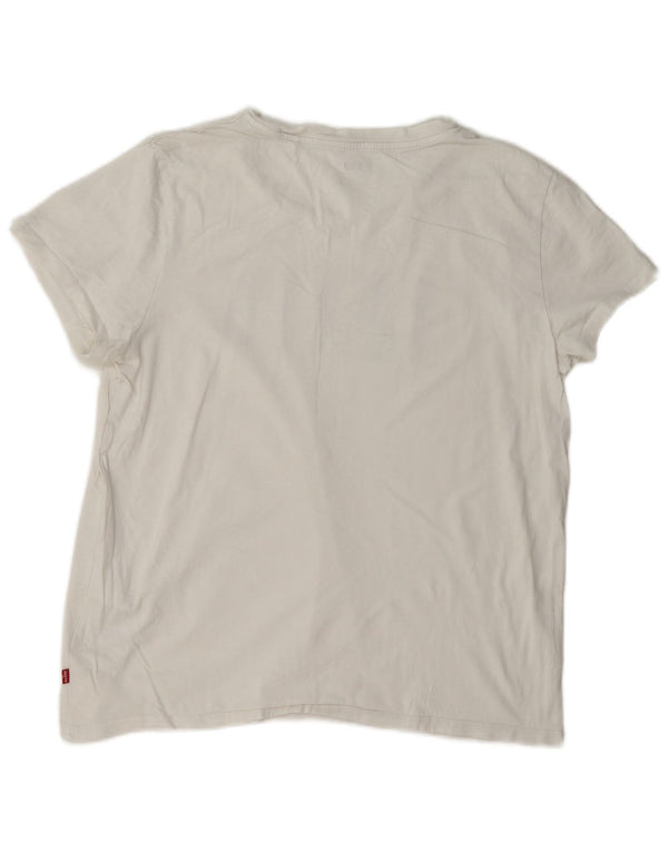 Camiseta feminina gráfica Levi's UK 16 grande algodão branco