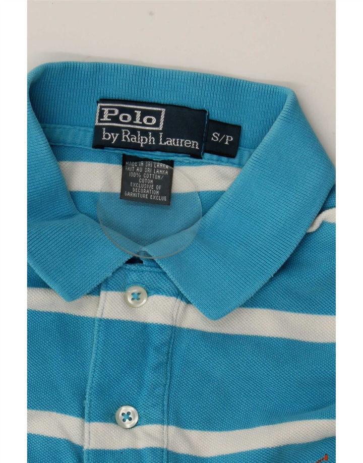 Polo Ralph Lauren Camisa masculina pequena listrada azul de algodão
