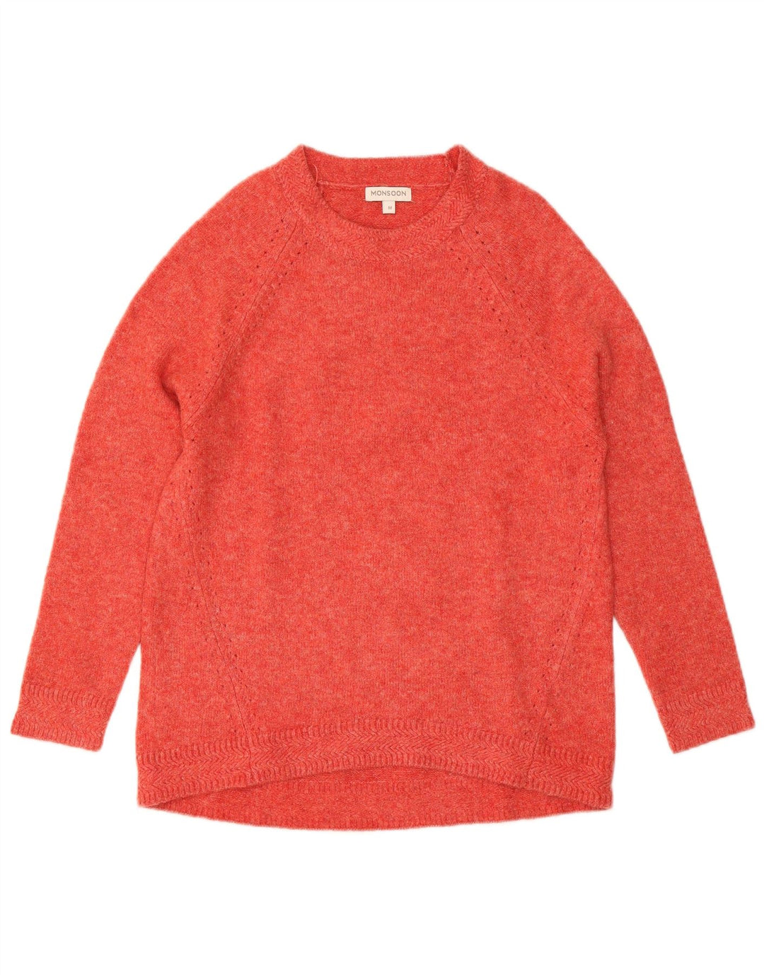 Suéter feminino MONSOON com gola canoa Reino Unido 14 acrílico vermelho médio