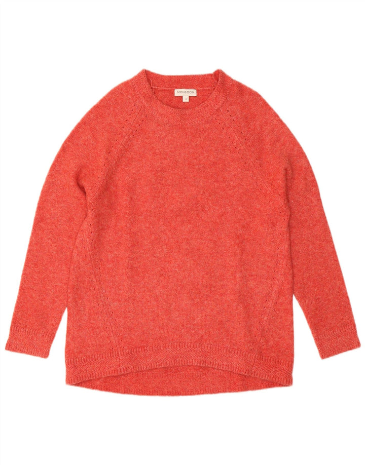 Suéter feminino MONSOON com gola canoa Reino Unido 14 acrílico vermelho médio