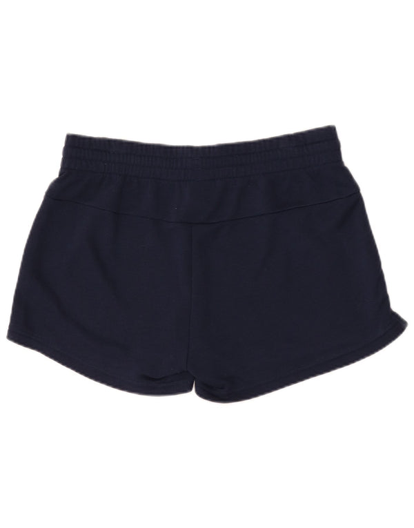 Shorts esportivos gráficos femininos Adidas UK 12/14 médio azul marinho algodão