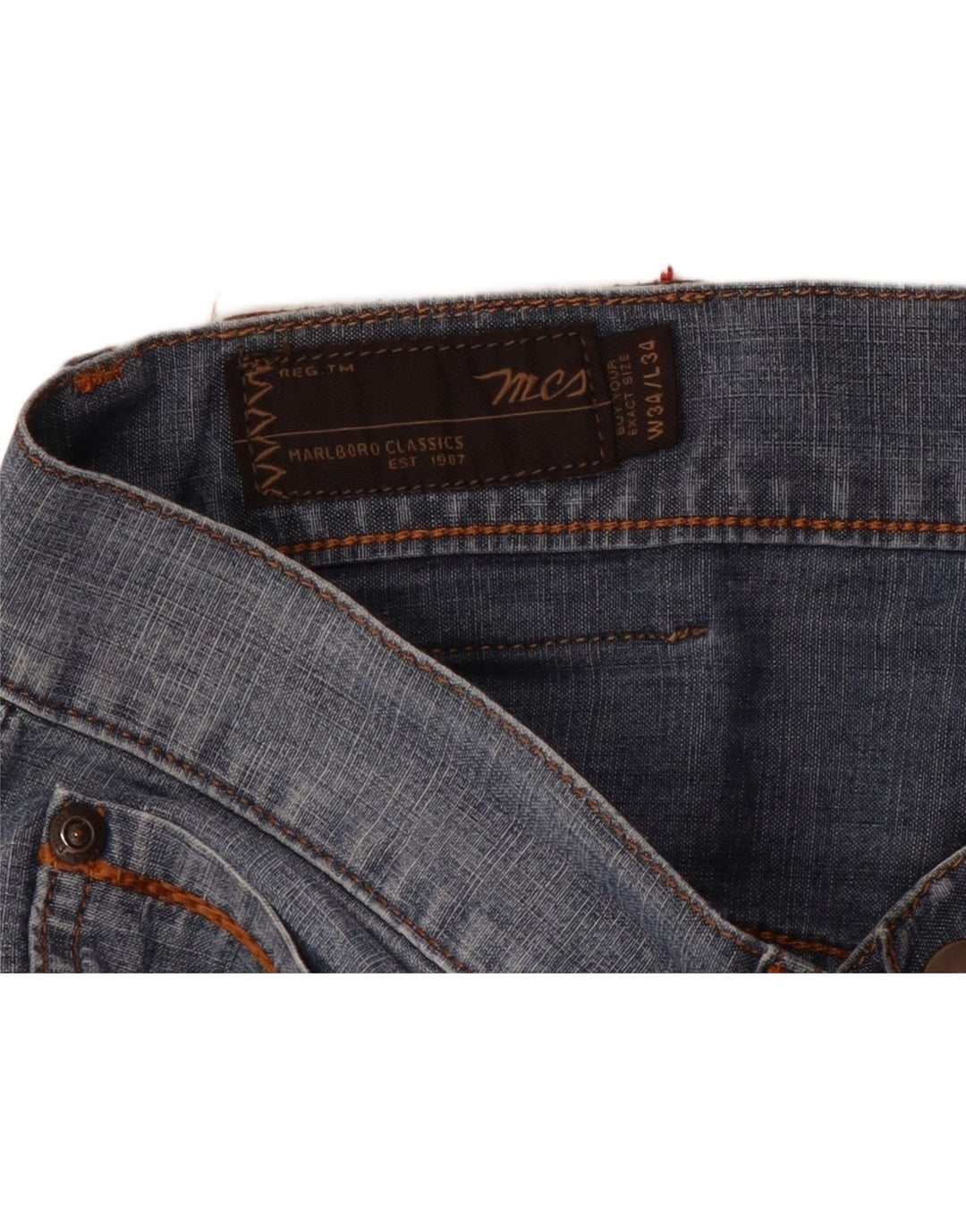 MARLBORO CLASSICS Calça jeans reta masculina W34 L31 algodão azul