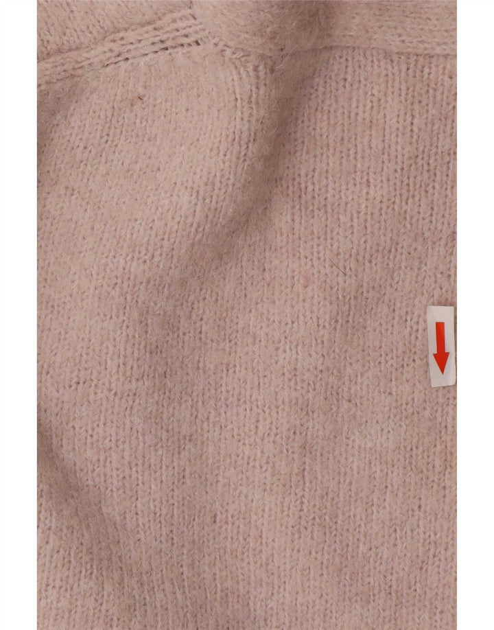 Suéter cardigã oversized Zara feminino com palangre Reino Unido 10 pequeno poliéster rosa