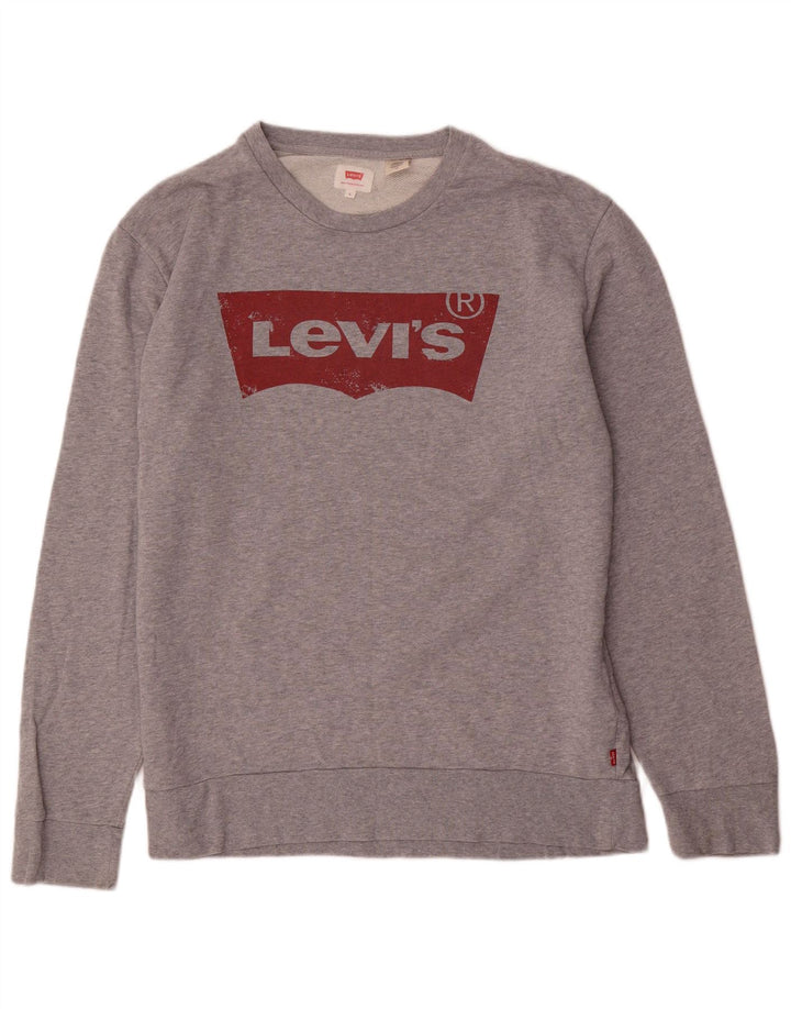 Suéter gráfico masculino Levi's grande algodão manchado cinza