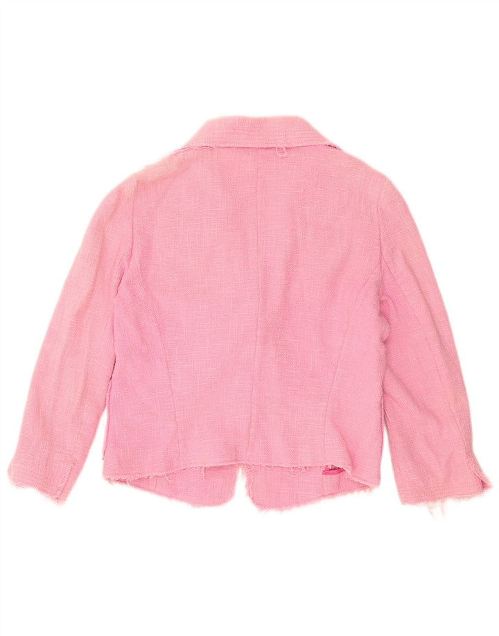 Jaqueta blazer feminina Zara crop 1 botão EU 42 grande algodão rosa