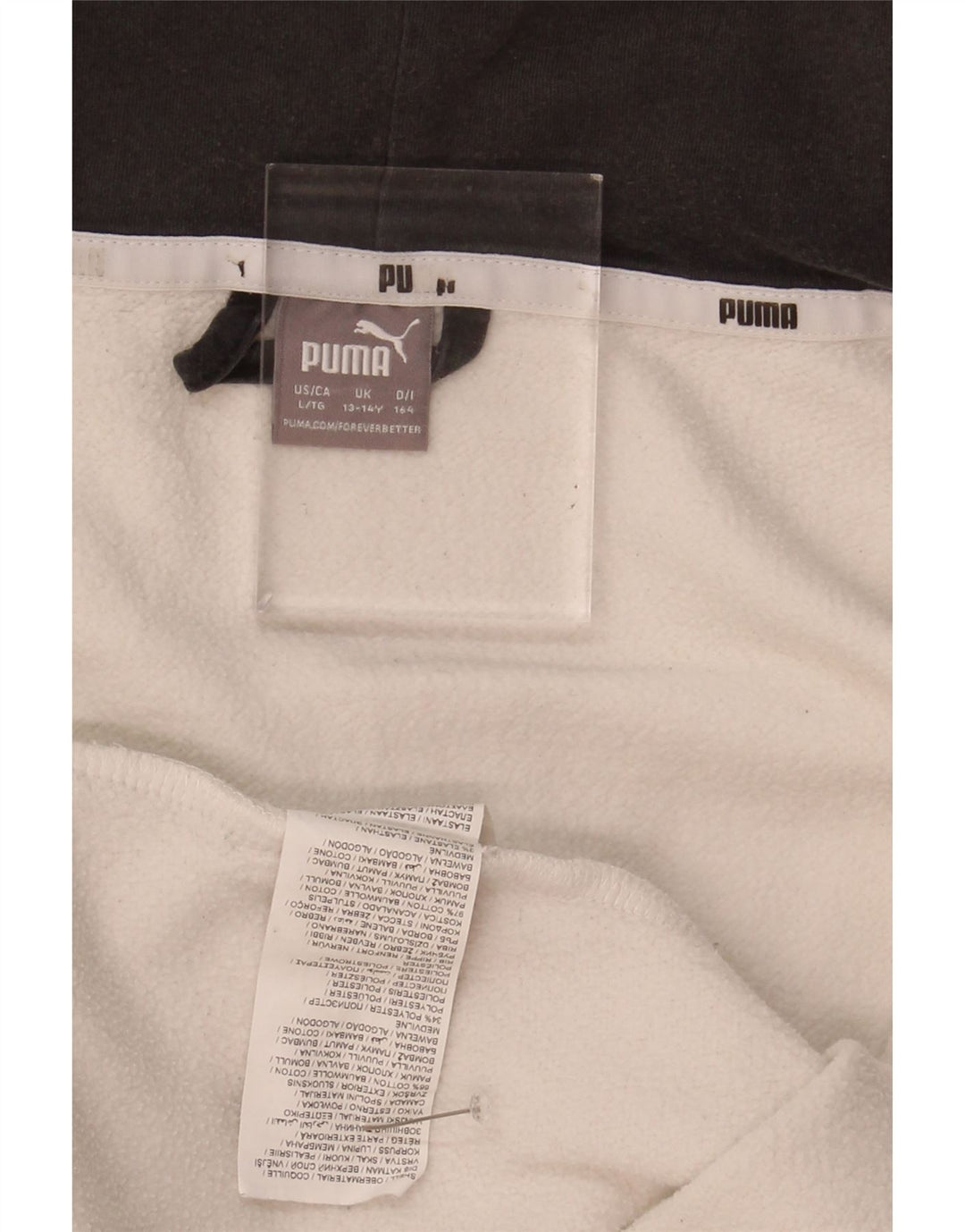 Suéter PUMA Boys Zip com capuz 13-14 anos branco algodão colorblock
