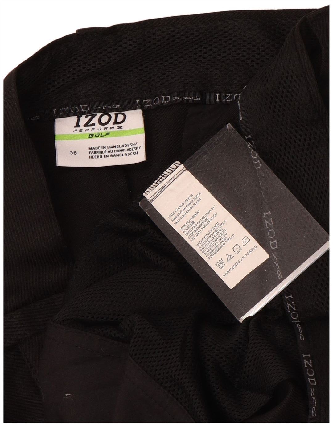 Izod Mens Cargo Shorts W36 Grande Poliéster Preto