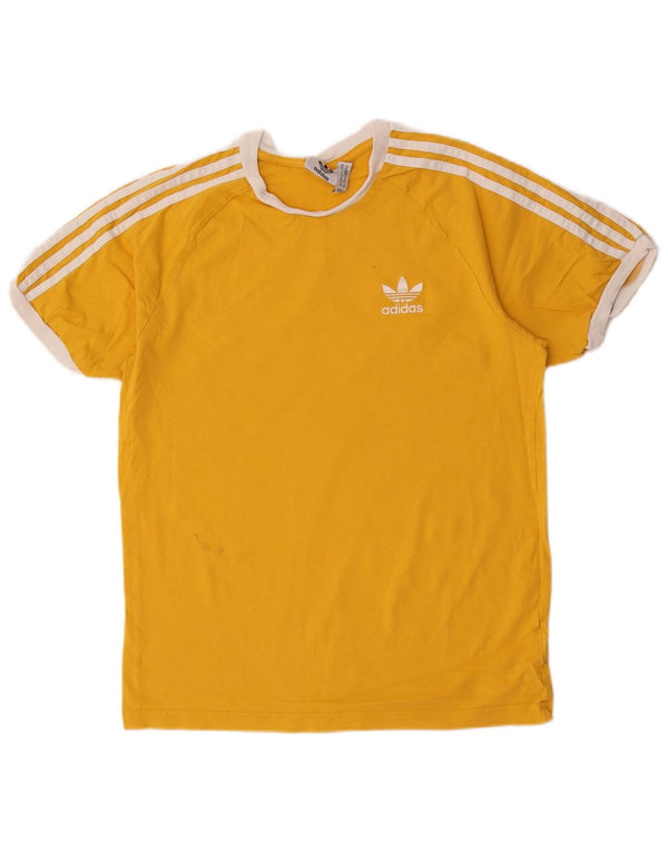 Adidas Mens Camiseta Top Médio Algodão Amarelo