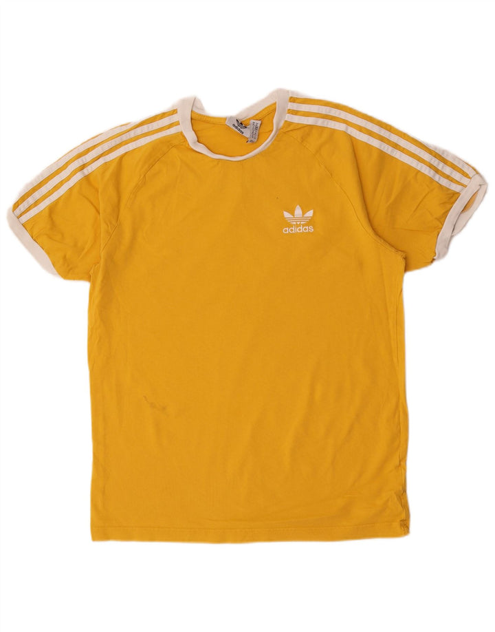Adidas Mens Camiseta Top Médio Algodão Amarelo