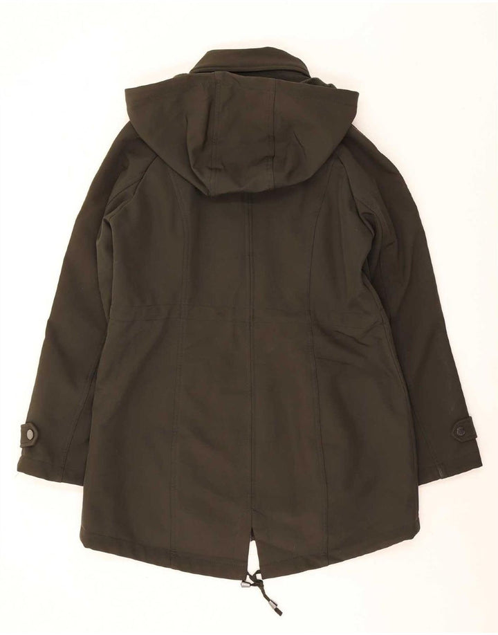 Jaqueta parka feminina com capuz Michael Kors Reino Unido 14 poliéster cáqui médio