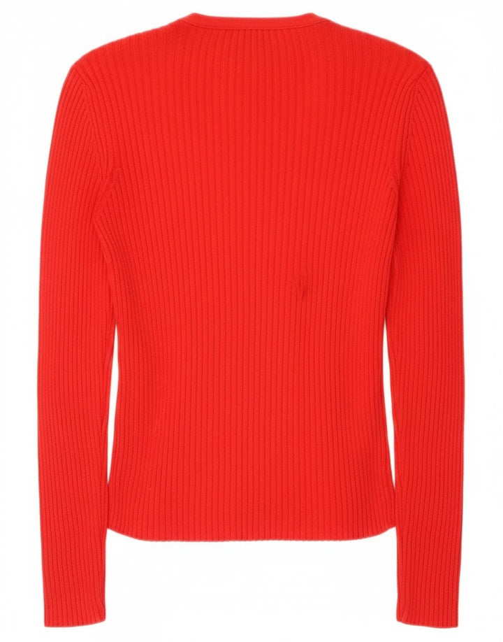 Suéter cardigã feminino Benetton UK 12 algodão vermelho médio