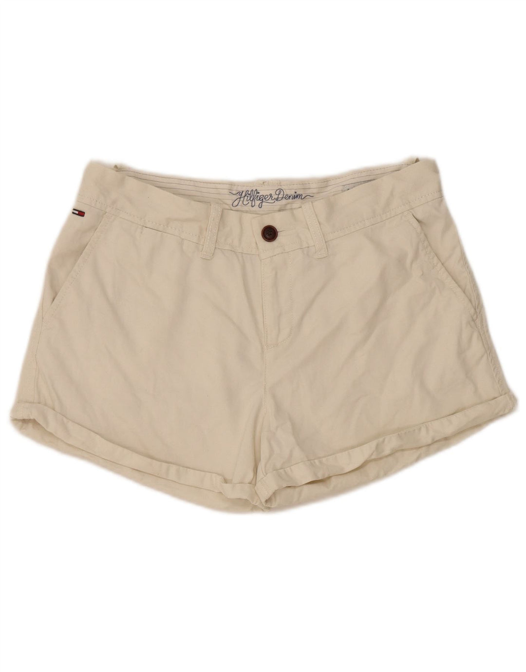 Shorts Chino feminino Tommy Hilfiger W28 algodão bege médio