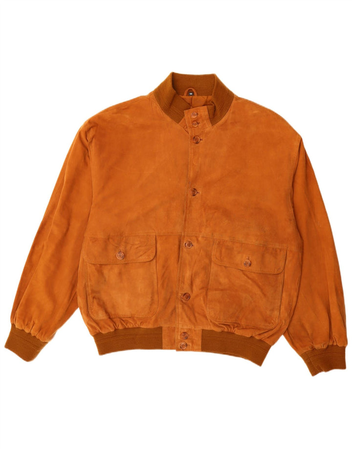 Jaqueta bomber masculina vintage de camurça IT 56 3XL couro marrom