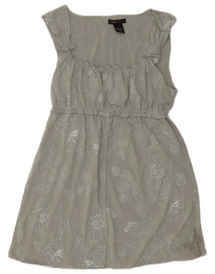 Túnica feminina BCBGMAXAZRIA UK 14 grande poliéster floral verde
