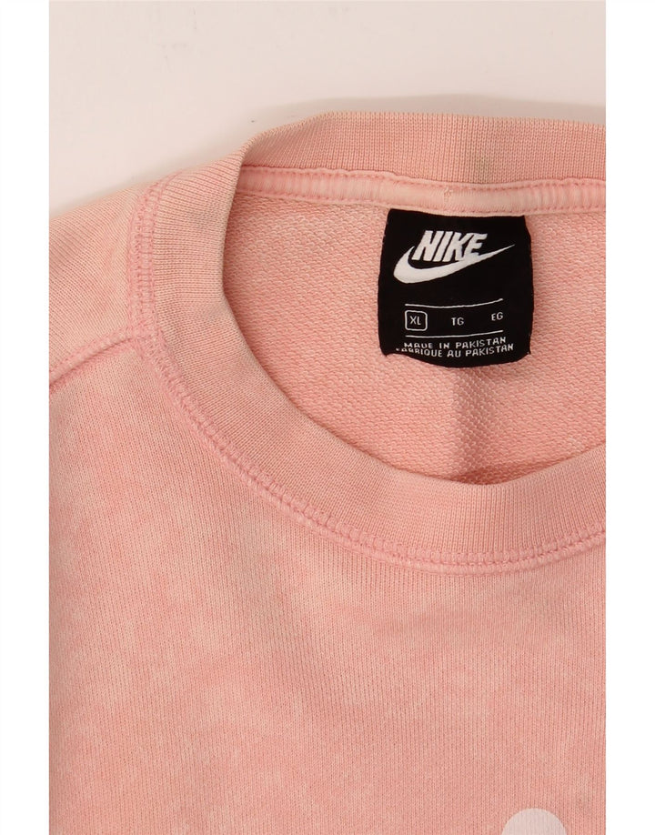 NIKE Womens Crop Graphic Sweatshirt Jumper UK 18 XL Pink Cotton Vintage Nike and Second-Hand Nike from Messina Hembry 