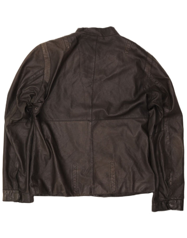 Jaqueta de couro masculina TED BAKER tamanho 5 XL couro preto