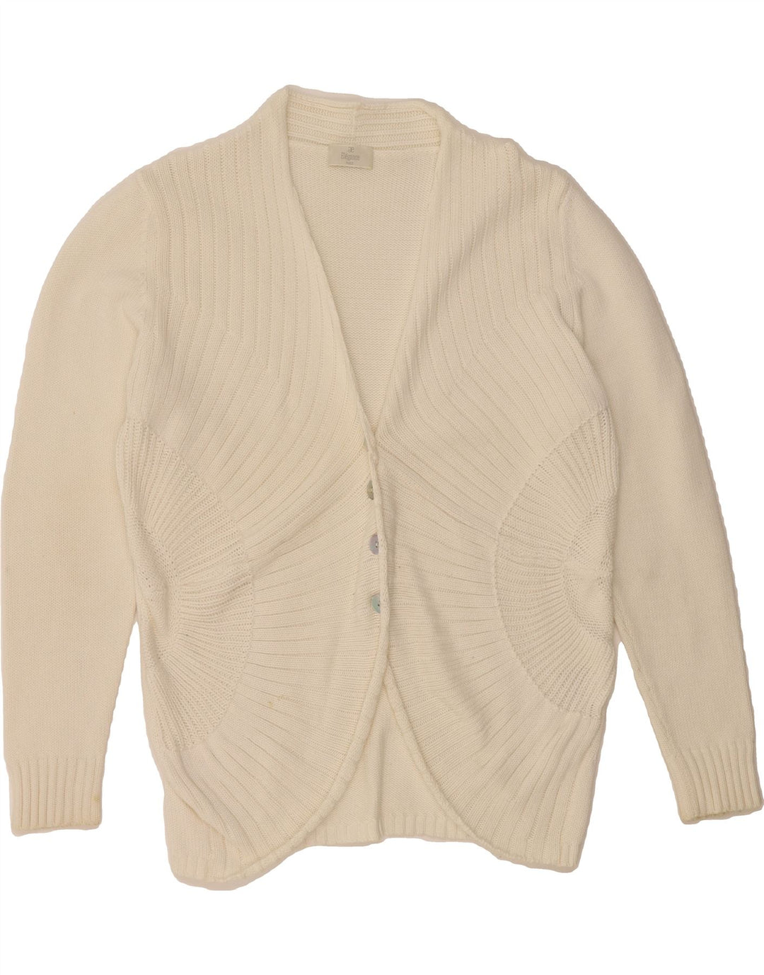 ELEGANCE Womens Cardigan Sweater UK 18 XL White Cotton Vintage Elegance and Second-Hand Elegance from Messina Hembry 