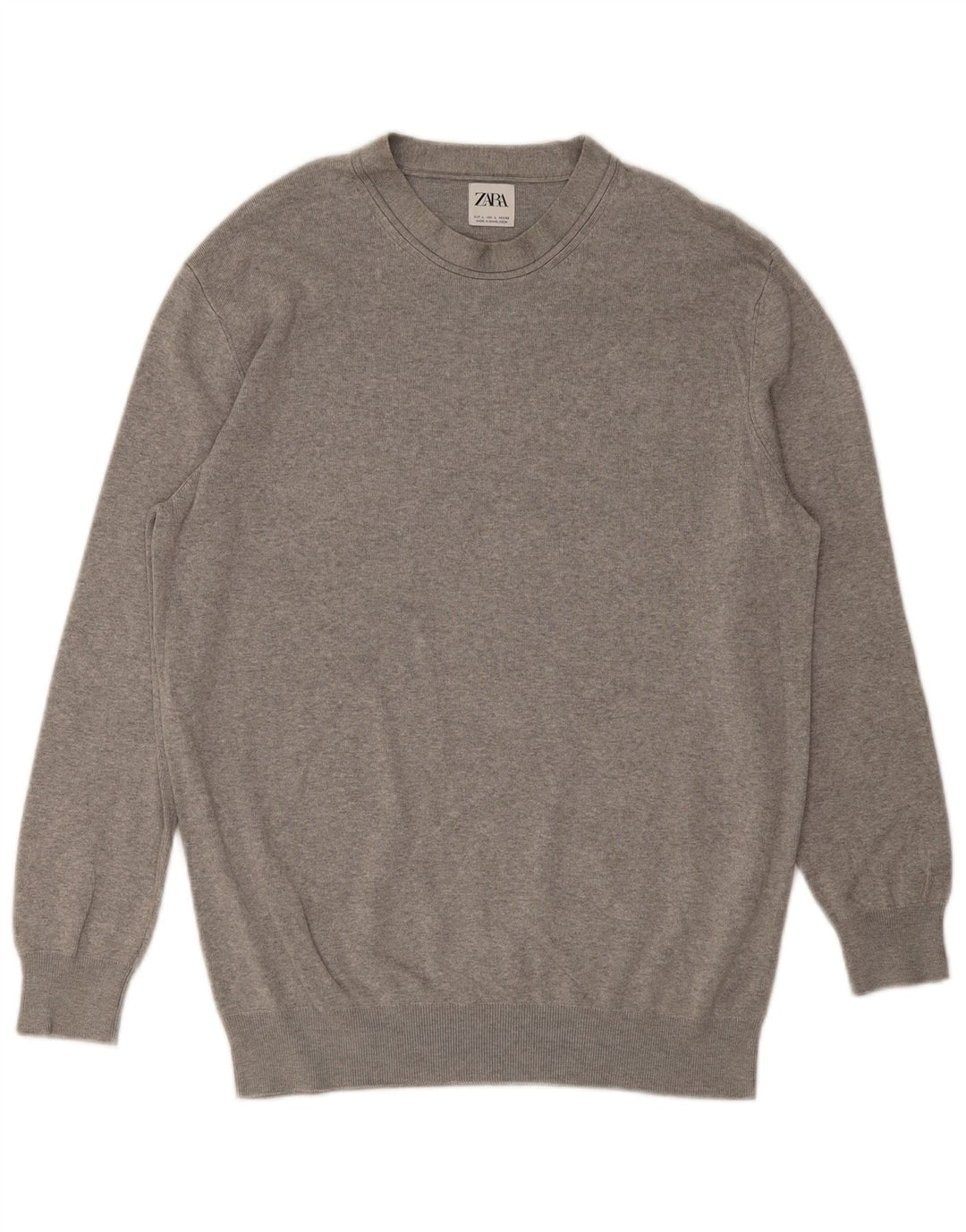 Suéter masculino ZARA com gola redonda, grande viscose cinza