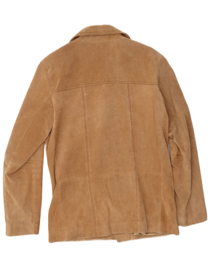 Jaqueta de camurça feminina vintage Reino Unido 38 couro bege médio