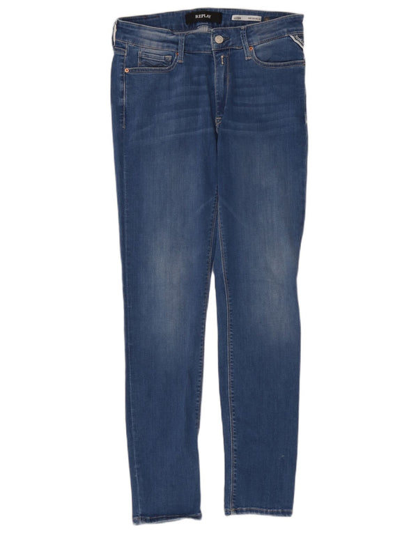Calça jeans feminina Replay LUZIEN cintura baixa W30 L30 azul algodão