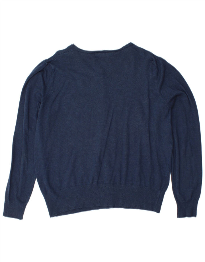 Suéter cardigã feminino Marks & Spencer Reino Unido 14 grande azul marinho