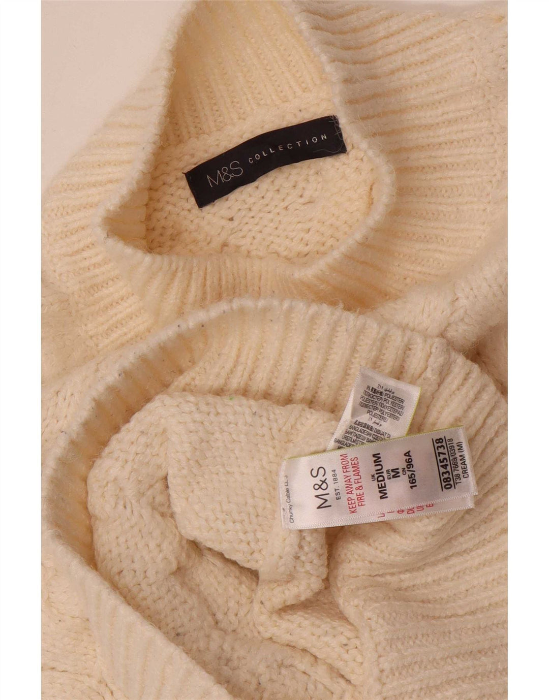 Suéter feminino Marks & Spencer com gola tartaruga Reino Unido 14 médio bege