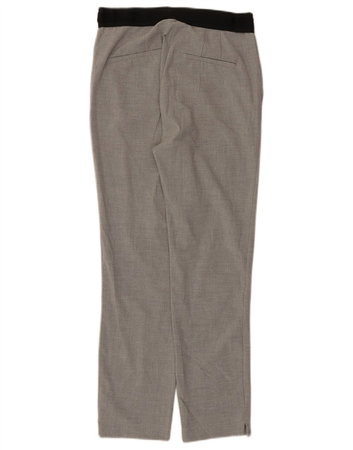 Calça feminina Zara Slim Suit pequena W26 L26 cinza colorblock poliéster
