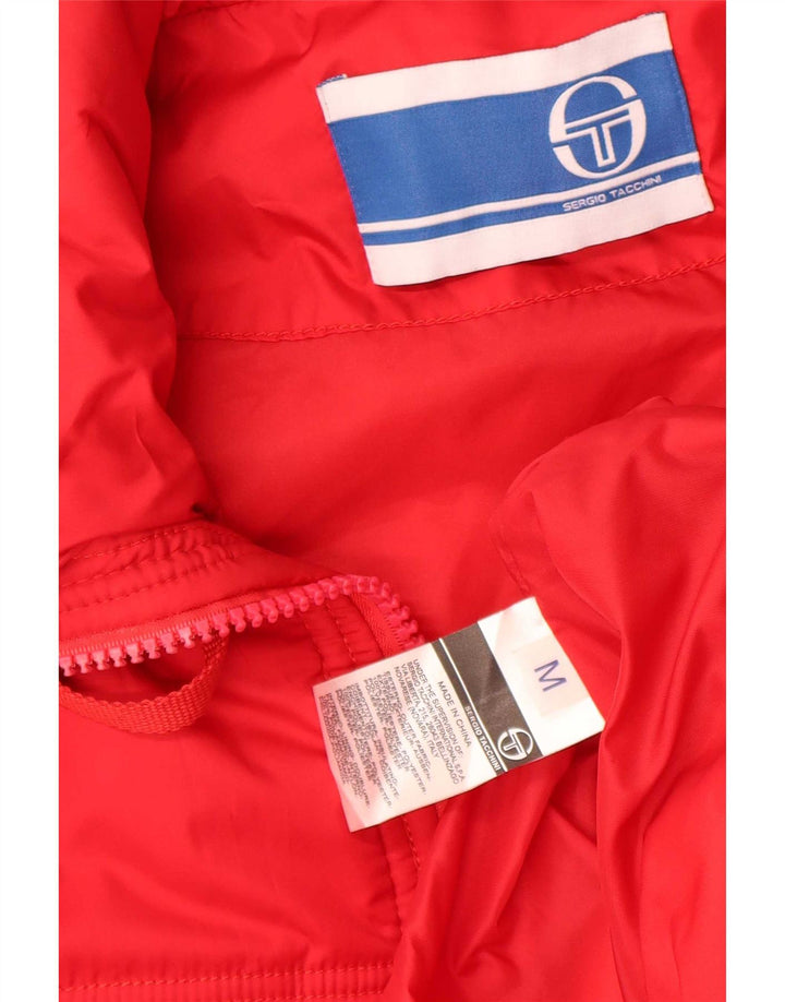 Jaqueta acolchoada com capuz masculina Sergio Tacchini Reino Unido 38 poliéster vermelho médio