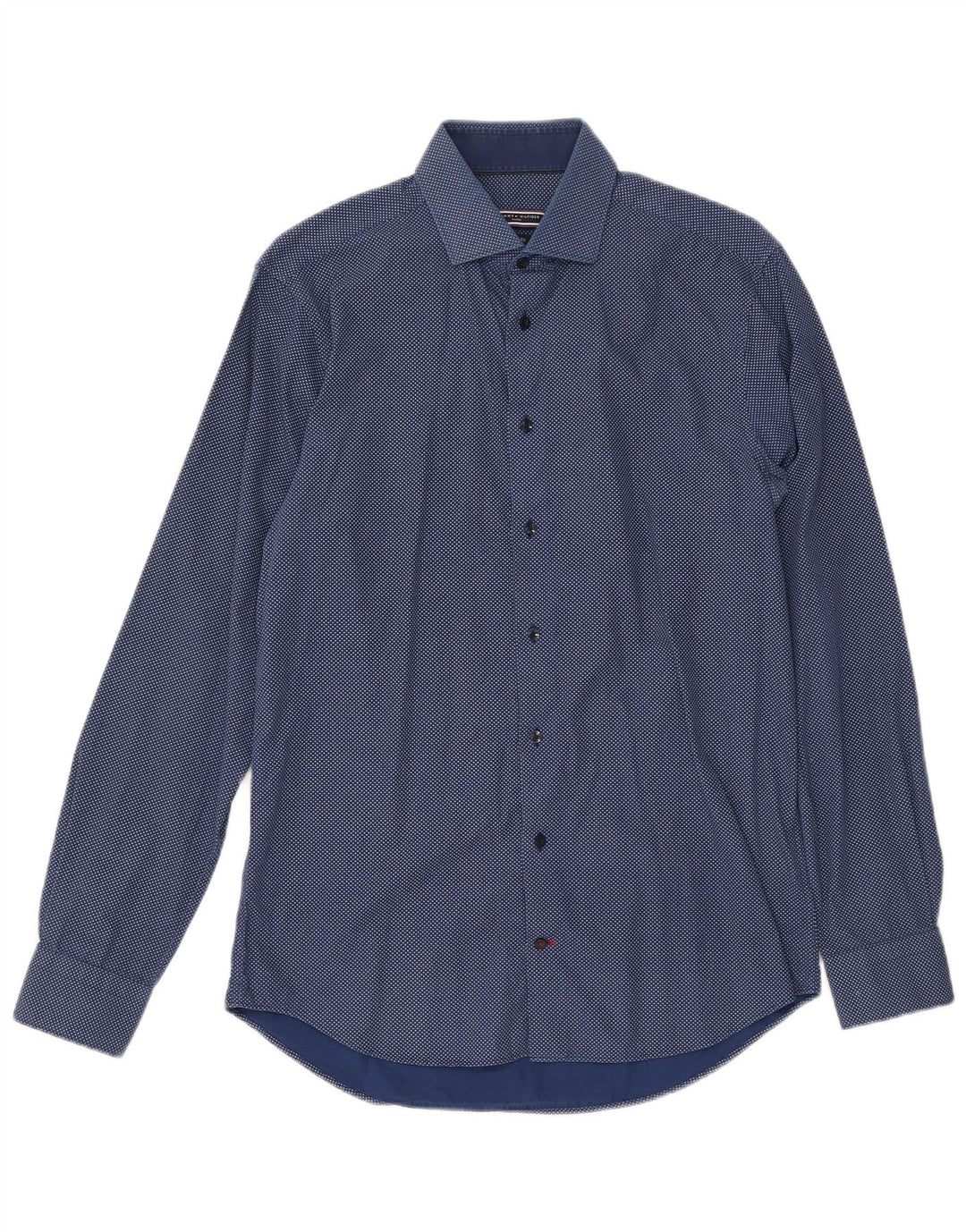 Camisa masculina TOMMY HILFIGER com padrão abstrato tamanho 15 1/2 39 azul marinho médio