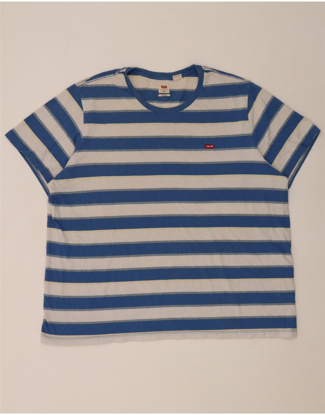 Camiseta masculina padrão Levi's 2XL algodão listrado azul