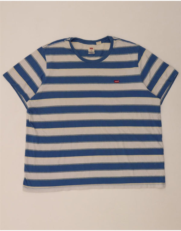 Camiseta masculina padrão Levi's 2XL algodão listrado azul