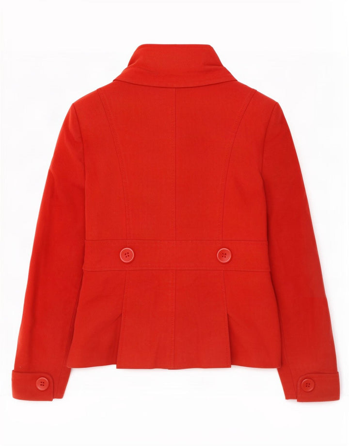 Jaqueta blazer feminina Topshop com 2 botões Reino Unido 10 algodão vermelho pequeno