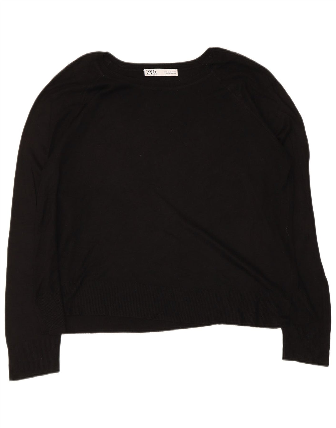 Suéter feminino Zara com gola canoa UK 14 médio preto