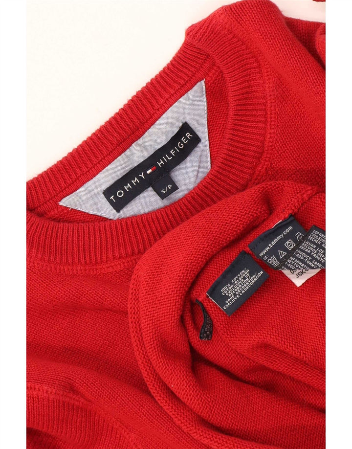 Suéter masculino Tommy Hilfiger com gola redonda, pequeno algodão vermelho